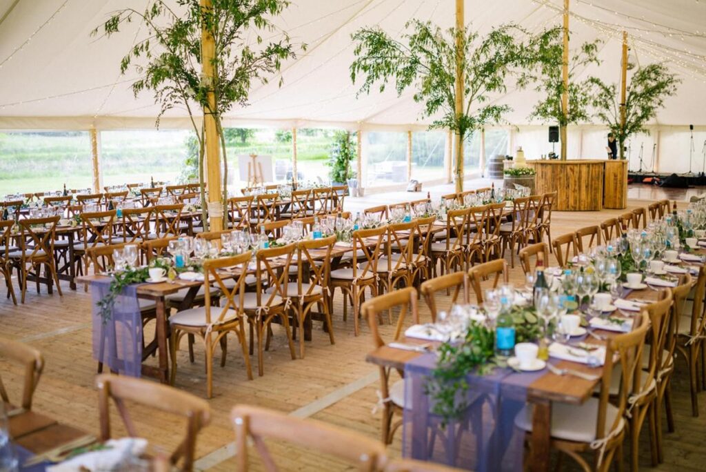 Rustic Trestle Tables and Cross Back Chairs